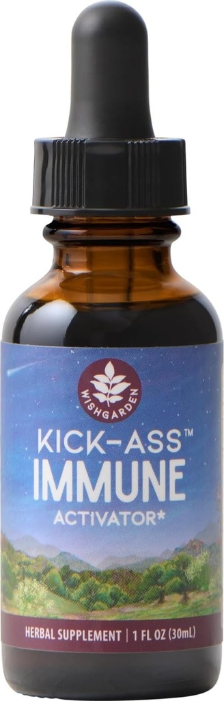 WishJarden Herbs Kick-Ass Immune Activator - Supplément de soutien à l'immunité à base d'herbes pour adultes, booster immunitaire à base de plantes et défense immunitaire w/Echinacea & Goldenseal, formule boost d'immunité rapide, 1oz