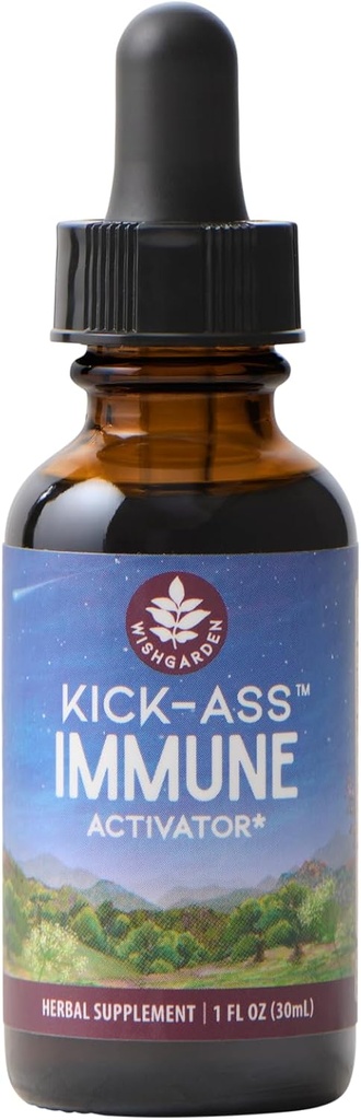WishJarden Herbs Kick-Ass Immune Activator - Supplément de soutien à l'immunité à base d'herbes pour adultes, booster immunitaire à base de plantes et défense immunitaire w/Echinacea & Goldenseal, formule boost d'immunité rapide, 1oz