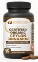 Me First Living Ceylan Cinnamon 1000mg, 100% certifié biologique Ceylan Cinnamon, non-OGM, véritable cannelle, soutien au métabolisme, antioxydant - 60 comprimés