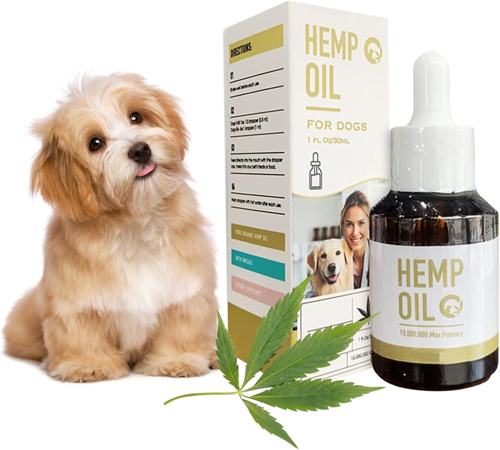 Huile de Hеmp pour chiens - Animaux de compagnie gouttes calmantes de chanvre pour l'anxiété douleur de sommeil Inflammation Arthrite Allergies - soutient la peau démangeaisons, articulations et la santé de la hanche - suppléments à base de plantes- non-OGM