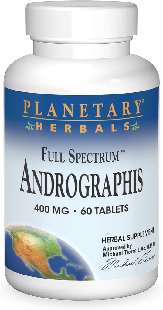 Herbes planétaires Full Spectrum Andrographis 400mg - Herbe ayurvédique - 60 comprimés