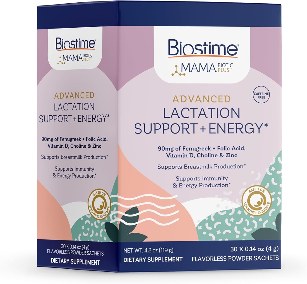 Biostime Mamabiotic Fenugreek Lactation Supplement + Energy Vitamin Complex | Lactation & Breastfeeding Support Multivitamin | Vitamins B, Zinc, FOS Prebiotic | 30 Satchets