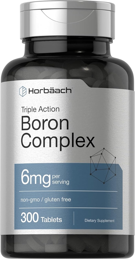 Horbäach Triple Boron Complex 6 mg Supplément de 300 comprimés pour les hommes et les femmes