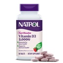 Natrol rapide Dissolve vitamine D3 2 000 UI, supplément alimentaire pour la santé des os et des articulations, supplément de soutien des os, 90 comprimés, 90 jours d'approvisionnement