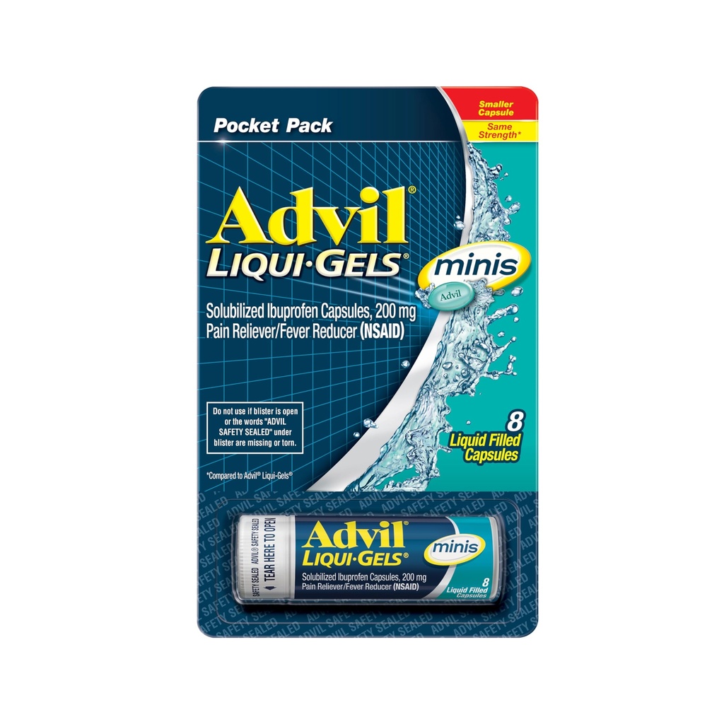 Advil Mini Liqui-Gels, Ibuprofen 200mg, Pain Relief, 8 Count