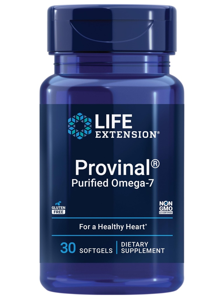 Provinal purifié Oméga-7, acide palmitoléique dérivé d'huile marine hautement concentrée, cholestérol, triglycérides et soutien de santé cardiaque, sans gluten, sans OGM, 30 softgels