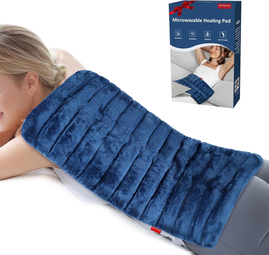 Comfytemp extra grand plaque chauffante micro-wavable pour soulager la douleur au dos, 12"x23" 3.7 LB Plaque chauffante pour épaule de cou, crampes, thérapie physique Cadeaux de fête des mères pour les douleurs, articulations