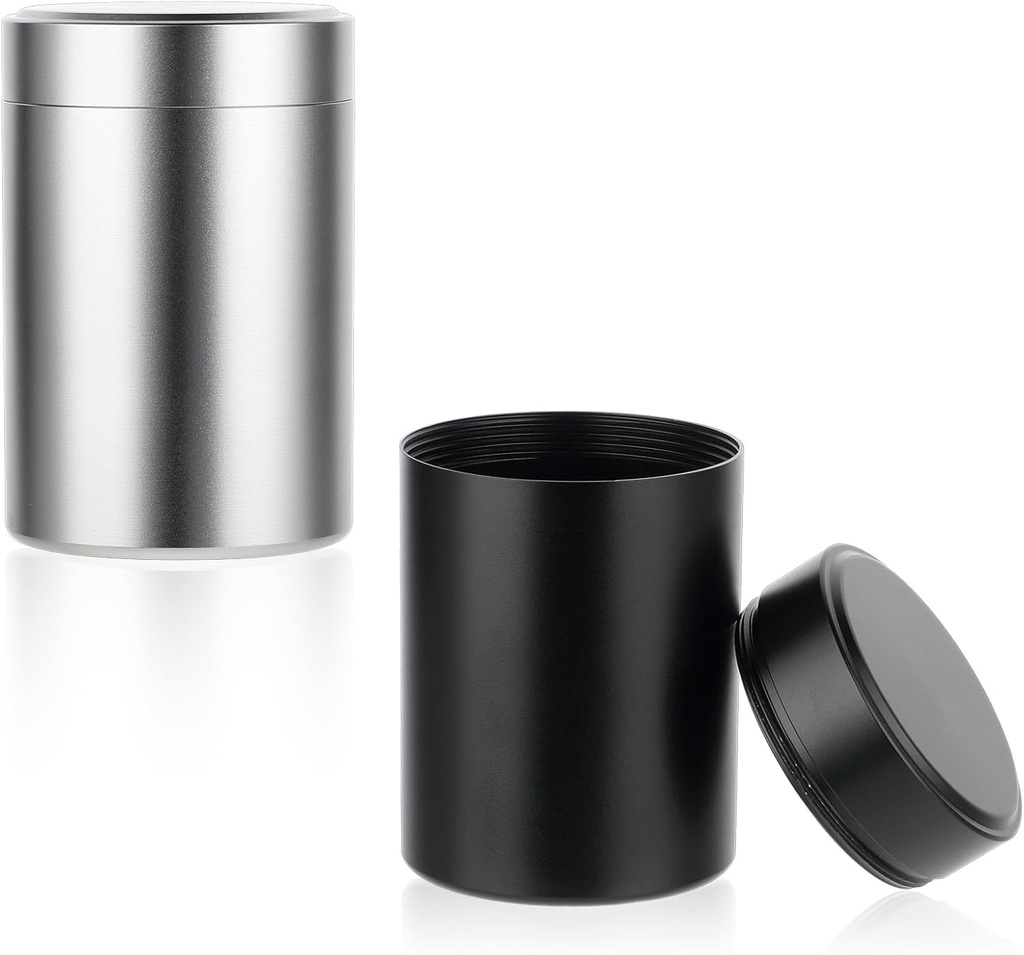 2pcs Portable Metal Pill Organizer, Round Daily Pill Box Holder Pocket Small Pill Case Medicine Organizer Vitamine Bouteille Conteneurs pour voyager en extérieur Huiles de poisson Suppléments (noir+argent)