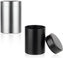 2pcs Portable Metal Pill Organizer, Round Daily Pill Box Holder Pocket Small Pill Case Medicine Organizer Vitamine Bouteille Conteneurs pour voyager en extérieur Huiles de poisson Suppléments (noir+argent)
