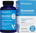 VitaMedica Bromelain & Quercetin Supplément - 500mg Bromelain 250mg Quercetin - 2400 GDU pour l'immunité, le soutien articulaire, l'inflammation et la récupération musculaire - 60 Capsules Vegan - 30 portions