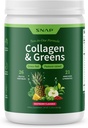 Snap suppléments Super Greens poudre avec collagène peptides, 26 fruits et légumes, herbacé, non-OGM vert quotidien pour cheveux, peau, ongles et soutien articulaire, 11.34 oz, (30 portions, 1 mois d'approvisionnement)