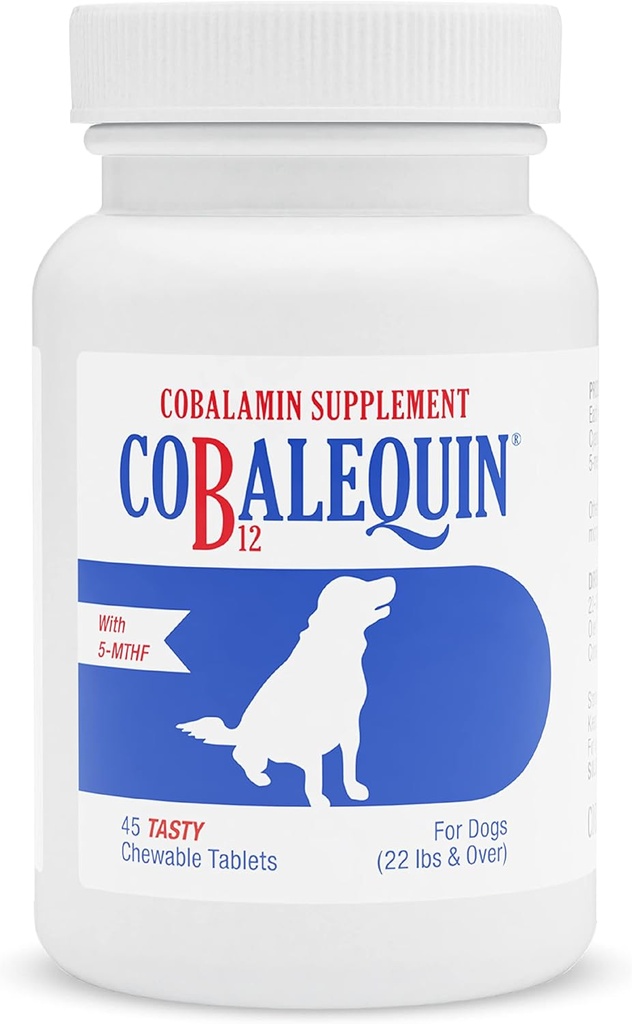 Laboratoires Nutramax Cobalequin B12 Supplément pour chiens moyens à grands, 45 comprimés à croquer, poulet hydrolysé, 2,08 onces