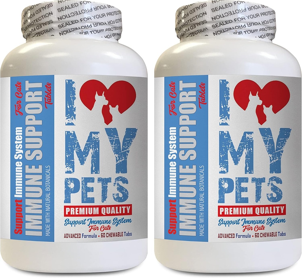 I LOVE MY PETS LLC chat Immune System Support - CAT Immune Support - Booster - Supplément santé - Allergy Relief for Cats - 120 Treats (2 bouteilles)
