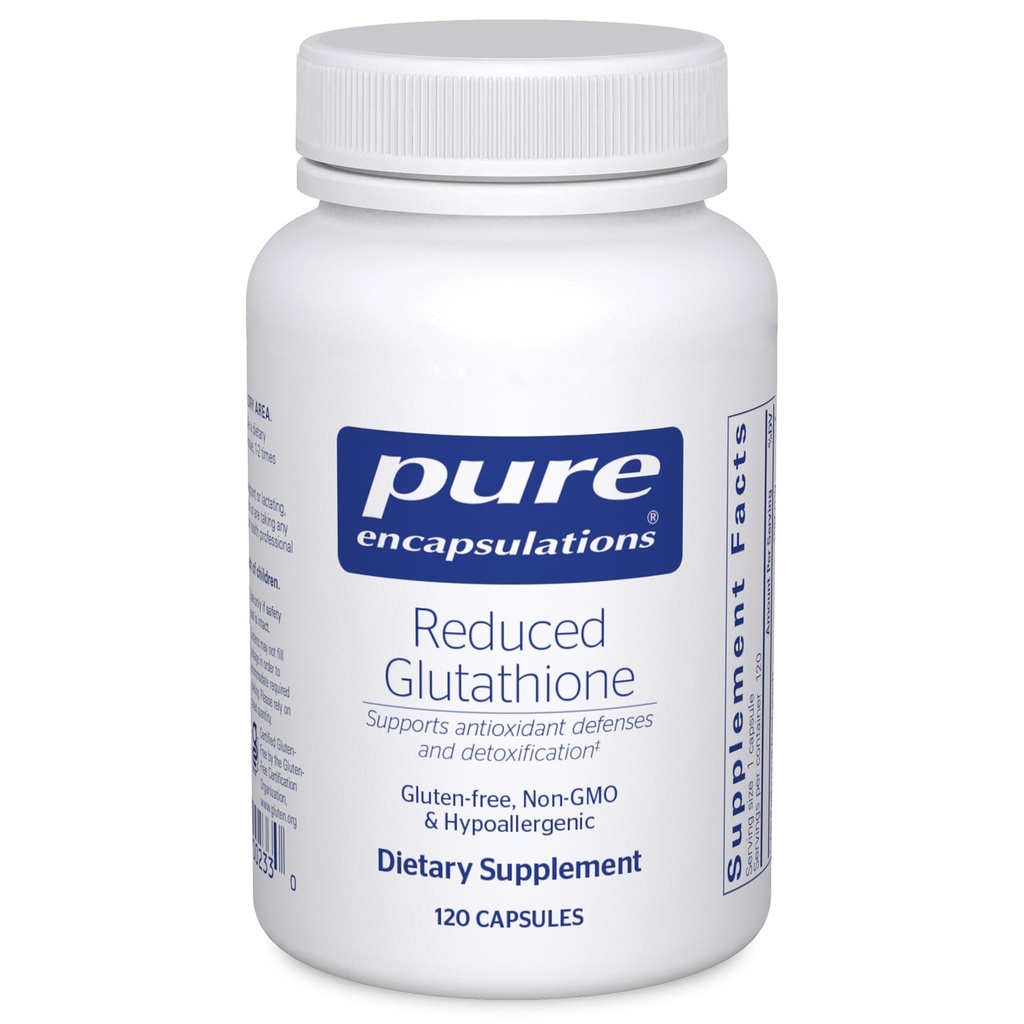 Encapsulations pures Réduction du glutathion. Supplément antioxydant hypoallergénique pour soutenir la santé du foie et des cellules.