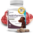 K9 Select Multi-Formula Dog Vitamins for Large Dogs - 30mg HMR Lignans, 3mg Melatonin, 60mg Milk Thistle - Helps Heart, Liver, Digestion, Skin & Coat Health, Dog Multivitamin, 90 Tablets, Beef Flavor