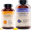 NatureWise Vitamine D3 5000iu (125 mcg) 1 an d'approvisionnement pour la fonction musculaire saine, et le soutien immunitaire Huile de lin biologique Max 720mg ALA.