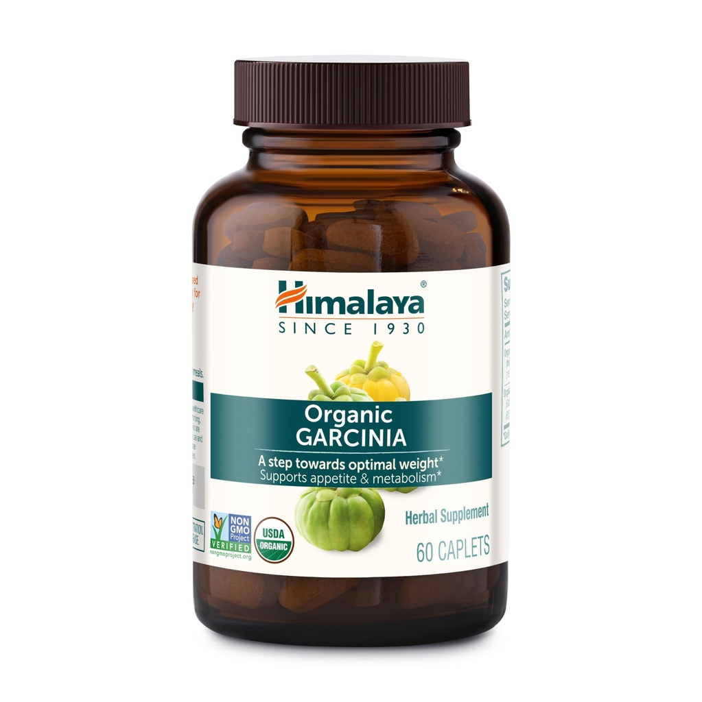 Himalaya Organic Garcinia Cambogia - Herbal Supplement Supporting Weight, Appetite Control, and Lipid Metabolism - Vegan, Non-GMO, Gluten Free, 600 mg, 60 Caplets