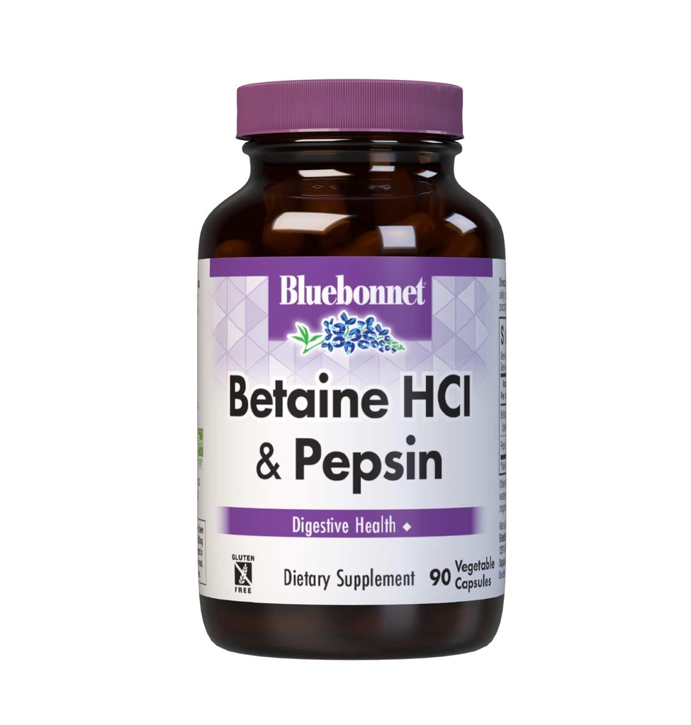 BlueBonnet Betaine HCI Plus Pepsin Capsules végétariennes, 90 Compte