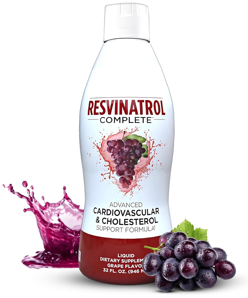 – 32 Fl. Oz. Formule de soutien cardiaque et cholestérol liquide avancé – Supplément de resvératrol liquide favorise le vieillissement en santé, la santé cardiaque et les niveaux d'énergie