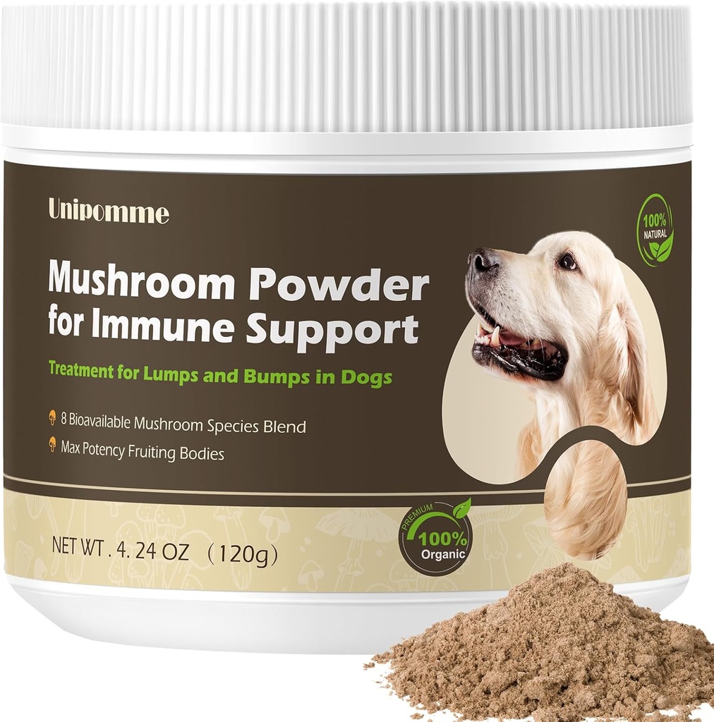 Supplément pour chien de garde pour les lumps et les bumps - Turquie Tail Mushroom Poudre pour chiens Traitement Lipoma - Buddy Immune Support et plus d'énergie avec Lion, Chaga, Reishi, Shiitake Mushrooms-02