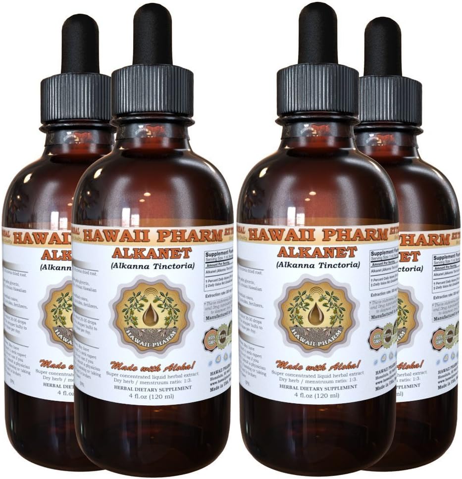 Alkanet Liquid Extract, Alkanet (Alkanna Tinctoria) Root Tincture Herbal Supplement 4x4 oz