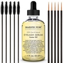 Sérum de cils d'huile de ricin pur Majestic - avec cellules souches Apple et Argan - Sérum de croissance des cils pour plus épais cils, sourcils et cheveux - Ensemble gratuit de brosse Mascara et applicateur Eyeliner - 1 fl oz