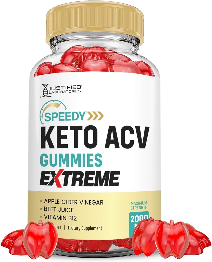 Laboratoires justifiés Speedy Keto ACV Gummies Extreme 2000MG Speedy Keto Gummies Formule avancée vinaigre de cidre de pomme avec jus de betterave grenade poudre B12 végétalien non OGM 60 Gummys