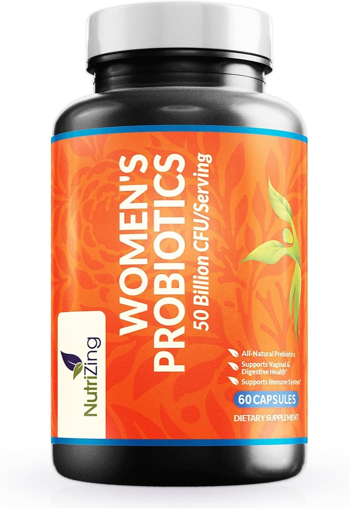 NutriZing Womens Probiotic for Gut Health - 50 milliards UFC - Prébiotiques et probiotiques pour les femmes Santé digestive et équilibre du pH - Lactobacillus Reuteri & Rhamnosus Suppléments - Soutien vaginal