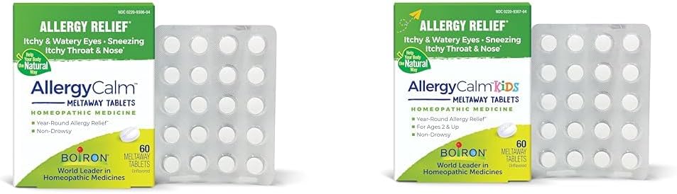 Boiron AllergyCalm Comprimés pour l'Allergy Relief Bundle avec adultes 60 Comte et enfants 60 Comte