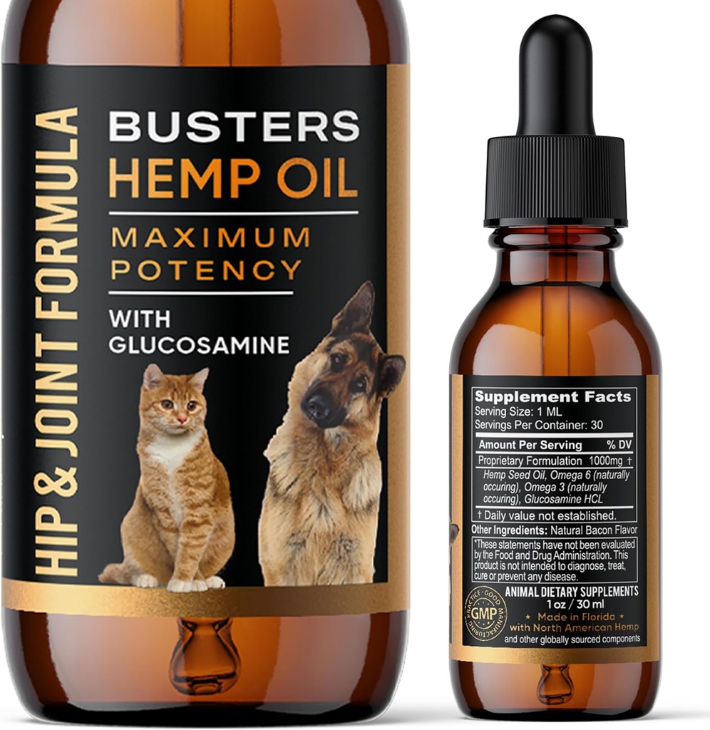 Formule d'huile de chanvre enrichie en glucosamine, soulagement de la douleur pour chiens et animaux de compagnie, arthrose et soutien à la mobilité avancée