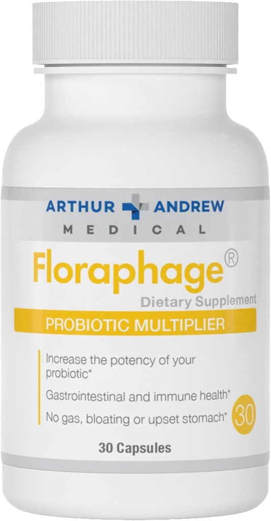 Arthur Andrew Medical, Floraphage, Formule prébiotique et multiplicateur probiotique, 30 capsules