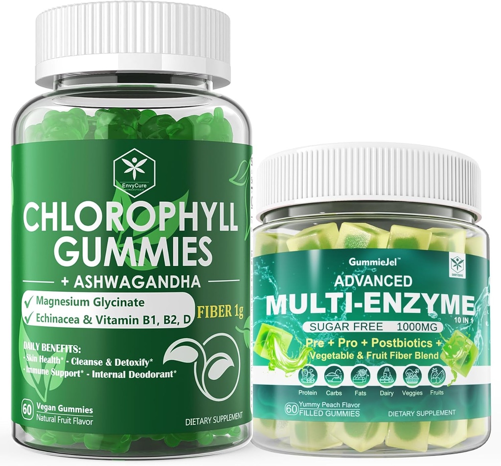 Digestive Enzymes Gummies & Chlorophyll Fiber Gummies Bundle