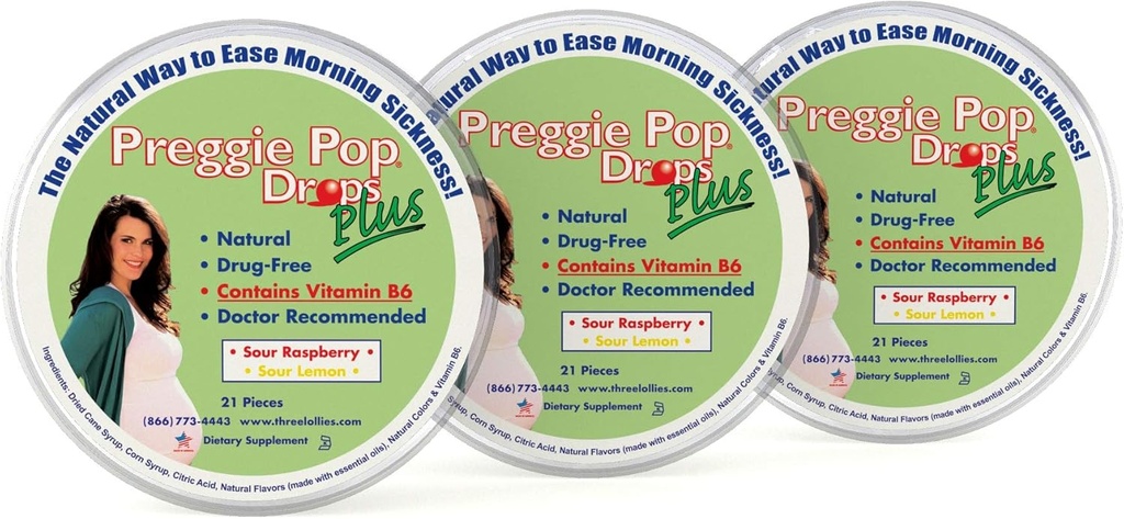 Preggie Pop Drops Plus de 21 gouttes Chaque vitamine B6 pour la maladie du matin pendant la grossesse.