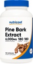 Nutricost Extrait d'écorce de pin 6000mg Équivalent (à partir de 300mg de 20:1 Extrait), 180 Capsules, standardisé pour contenir 95% Proanthocyanidines - Végétarien, Non-OGM et Sans gluten