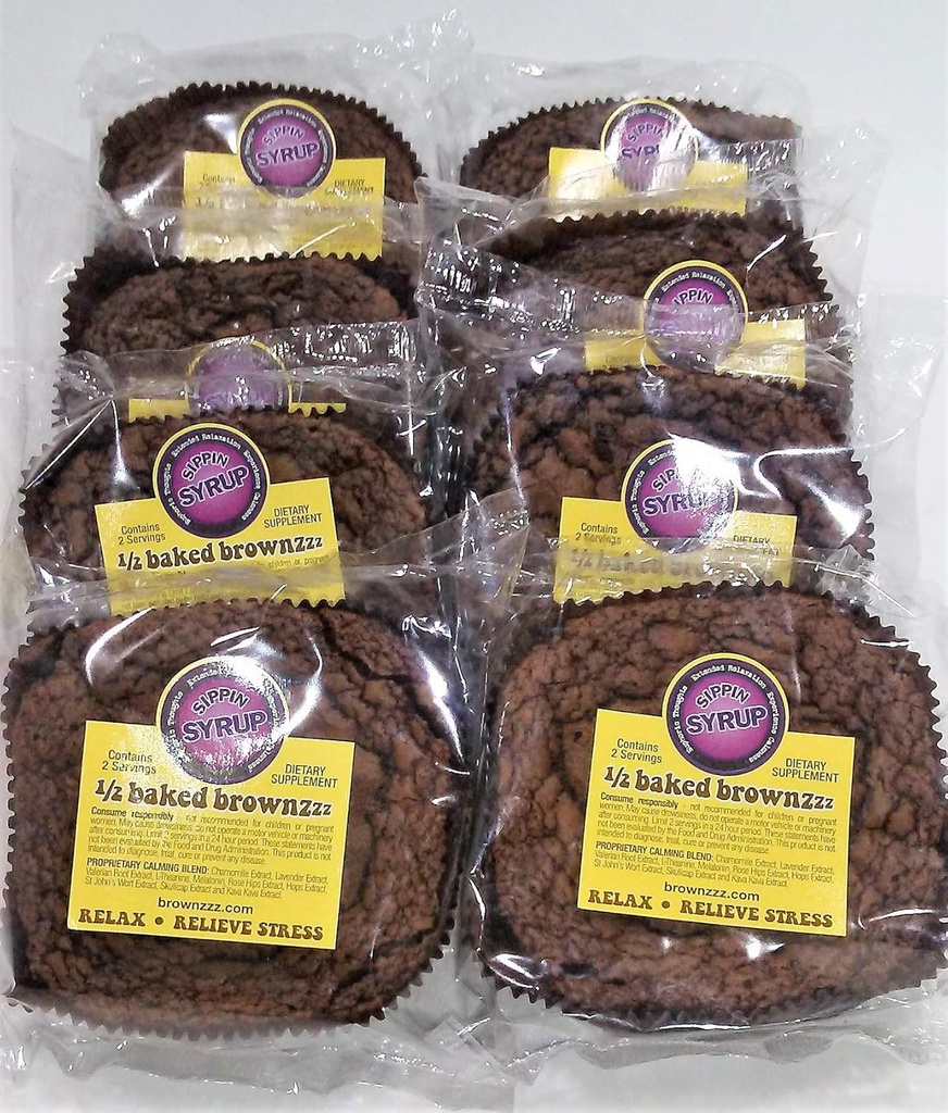 1/2 Brownzzz au four - Relax et soulager le stress - Quantité. de 8 en boîte - Supplément alimentaire avec camomille, lavande, valérian, millepertuis et plus (8)