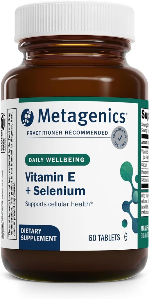 Metagenics E-400 Selenium Supplement - Vitamin E & Selenium Antioxidant Formula with Calcium & Phosphorus - Supports Immune, Skin, Eye & Cellular Health* - Gluten-Free, Vegetarian - 60 Tablets