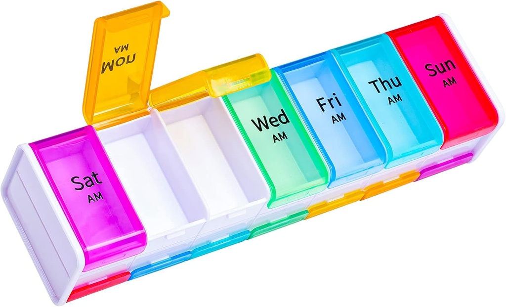 White Extra Large Pill Organizer 2 fois par jour, XXL Pill Box 7 jours, Big Weekly Pill Box Organizer, Huge AM PM Pill Case, Giant Daily Pill Container avec 14 XL Compartiment pour tous les Meds (Double-Sided)