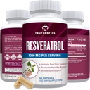 Supplément de resvératrol TRUTHENTICS 1200mg - Capsules de Knotweed Japonais - Suppléments nutritionnels de Resvératrol Trans à haute puissance pour le vieillissement en santé, la peau vive et la santé immunitaire - 60 Capsules Vegan