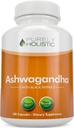 Purement Holistic Organic Ashwagandha 1300mg - 180 Capsules Vegan - 650mg d'Ashwaganda par Capsule - 3 mois d'approvisionnement - Extrait de racine d'Ashwaganda à haute résistance avec poivre noir