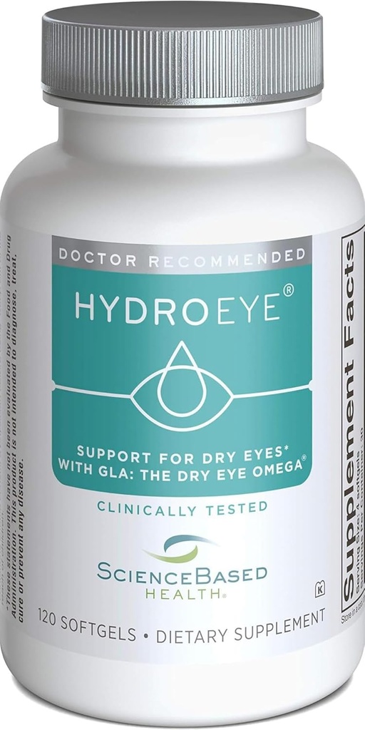 Hydro-Eye Softgels - Sec Eye Relief - Caractéristiques GLA, EPA, DHA et autres éléments nutritifs clés - 120 Compte