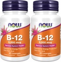 NOW Supplements, Vitamin B-12 5,000 mcg, with Folic Acid, Nervous System Health*, 60 Lozenges (Pack of 2)