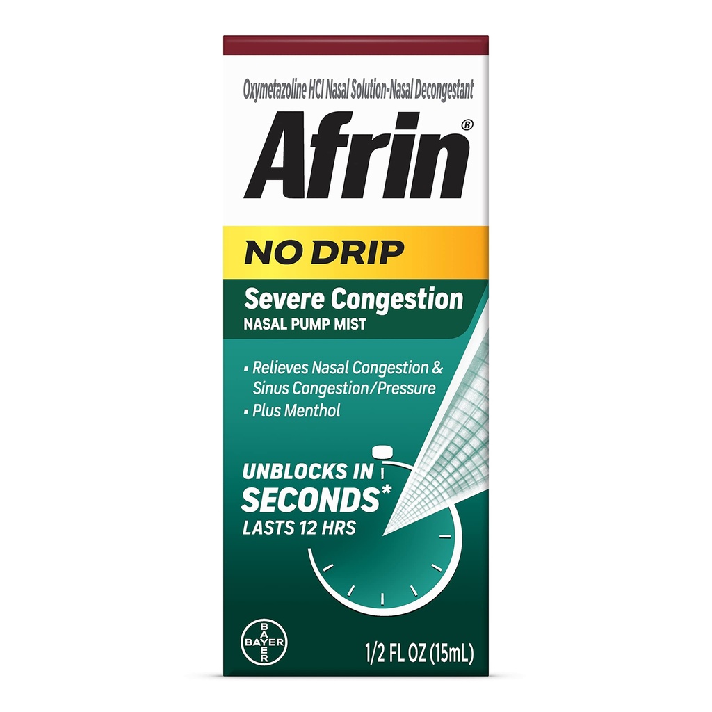 Afrin No Dripp Sévère 12 heures Dégonflage de pompe nasal - 0,5 once