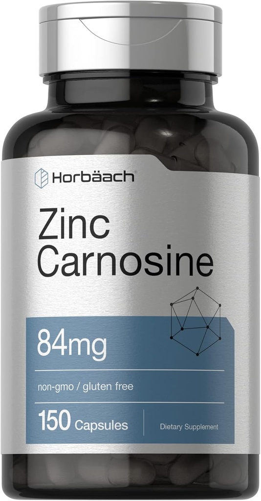 Horbäach Zinc Supplément de carnosine : 84mg par gélule : 150 Count.