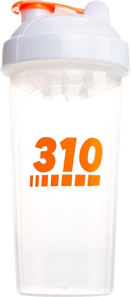 310 Nutrition Protein Shaker Bouteille de remplacement de la tasse de mélangeur pour mélanger les poudres de protéines, le mélange de limonade et la pré-entraînement (Clear w/White Lid)