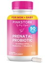 Pink Stork Probiotiques prénatals pour femmes - 50 milliards d'UFC, vitamine B6, prébiotiques, maladie du matin, microbiome git, probiotique de grossesse, soutien immunitaire, grossesse doit avoir - 30 capsules
