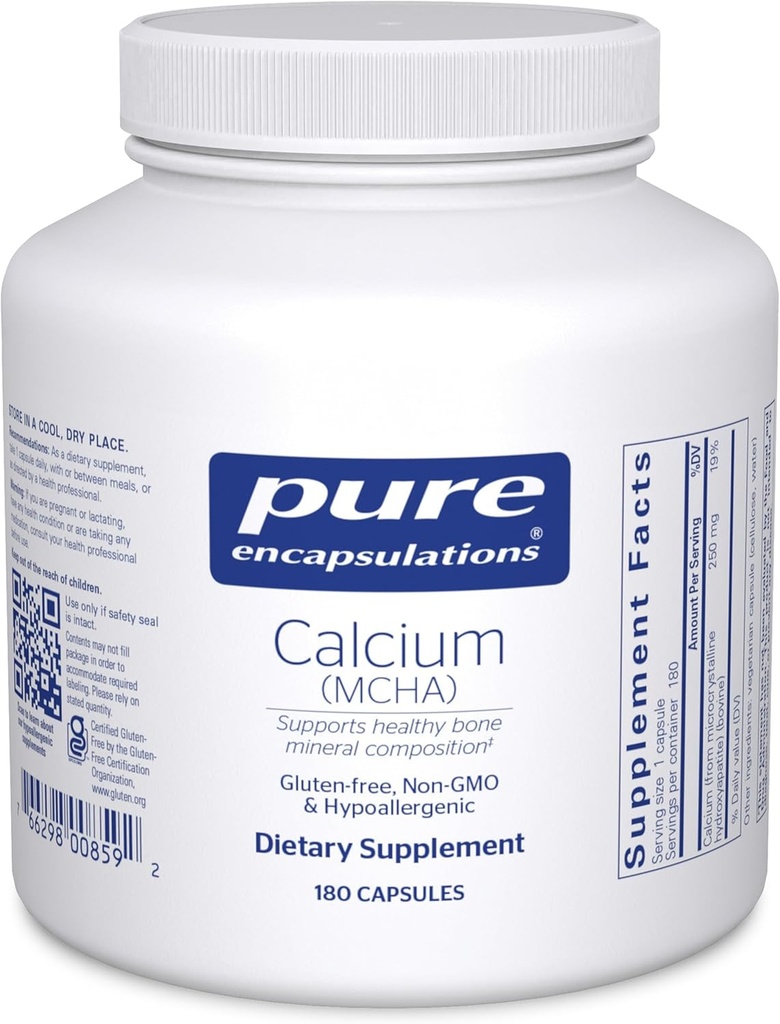 Encapsulations pures Calcium MCHA. Supplément hypoallergénique pour soutenir les os*
