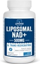 Liposomique NAD+ 500 mg + Trans-Resvératrol 300 mg, Absorption supérieure Vrai supplément NAD efficace pour l'énergie cellulaire Métabolisme et réparation de l'ADN, 60 Softgels