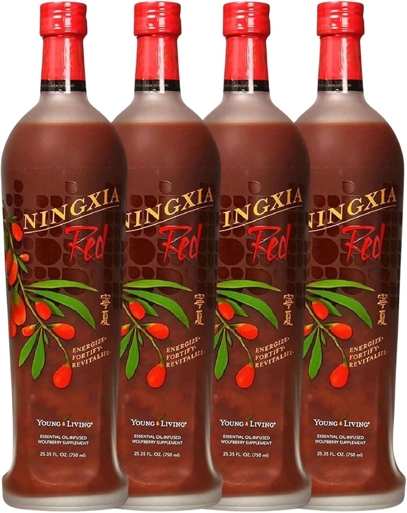 Young Living NingXia Red Antioxidant Drink.com 25,35 fl oz. Supplément de surfruit avec Wolfberry, Blueberry, grenade, orange, citron et huiles essentielles Yuzu.com 4 Pack