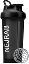 Bouteille de shaker Protien avec boule de fouet, Bouteille de mélange pour mélanges de protien, Coupe de shaker protéinique, 28-Ounce, Bouteille de shaker protéinique, Bouteille de shake protéinique (noir), Medium, NJB 28-Oz