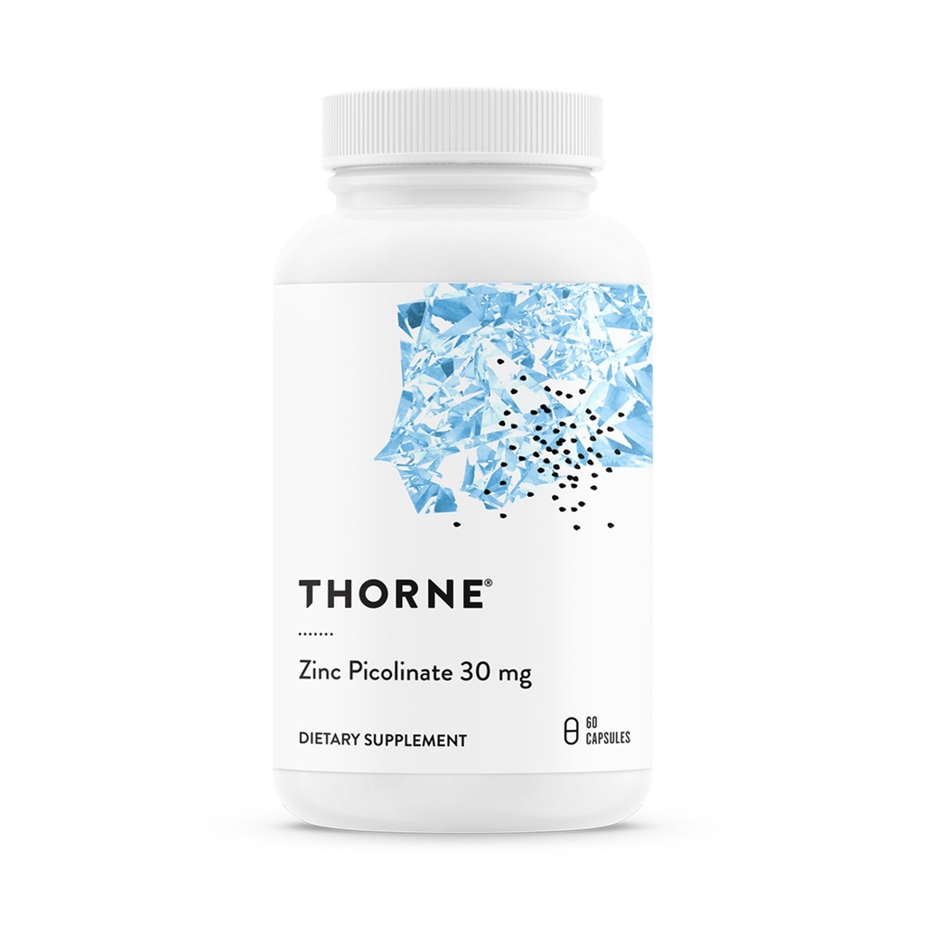 THORNE - Picolinate de zinc 30 mg - supplément de zinc bien absorbé pour la croissance et la fonction immunitaire - favorise la santé de la peau et des yeux* - certifié tiers - sans gluten, lait et soja - 60 capsules